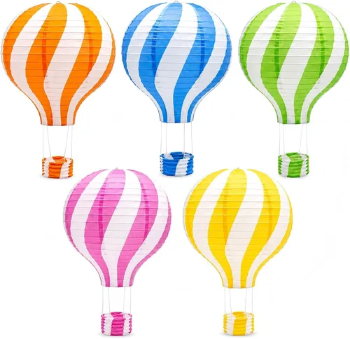 Miniatura 10 de Faroles de papel de globo aerostático de 12 pulgadas, decoraciones de Navidad en julio, decoración colgante de Papá Noel y estrella para fiesta