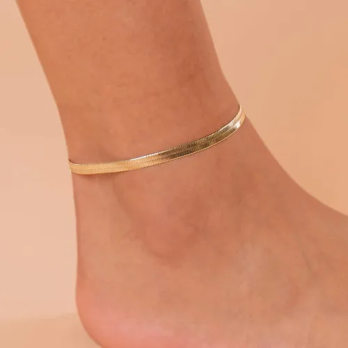 Miniatura 2 de PAVOI Tobilleras planas de oro chapado en oro de 14 quilates para mujer
