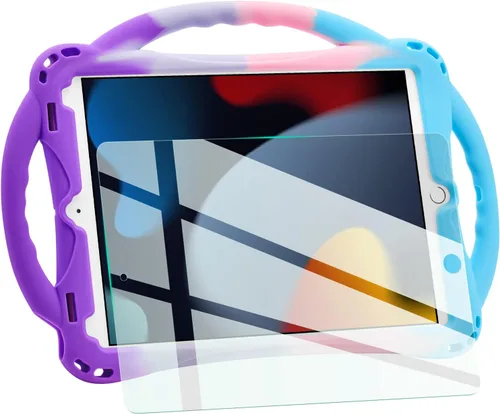 Miniatura 11 de TopEsct Funda infantil para iPad de 10.2 pulgadas, funda de silicona a prueba de golpes con protector de pantalla de vidrio templado y correa, Negro