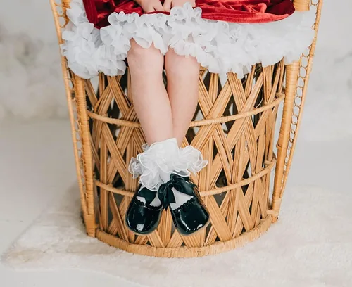 Miniatura 5 de 2 pares de calcetines con volantes de encaje doble para niñas, calcetines de encaje blanco princesa para niñas pequeñas