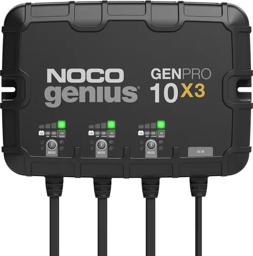 NOCO Genius GENPRO10X3, cargador de batería inteligente marino de 3 bancos, 30 A (10 A/banco), cargador de barco a bordo impermeable de 12 V,