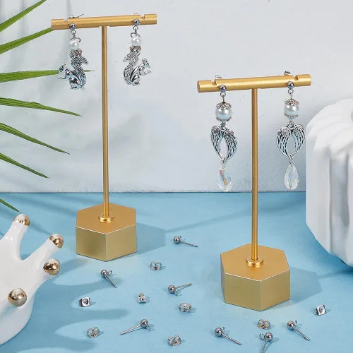 Miniatura 4 de SUNNYCLUE 1 caja, 80 unidades, 20 pares de aretes de bola, aretes de acero inoxidable 304 con lazo de 0.157 pulgadas para hacer joyas, accesorios