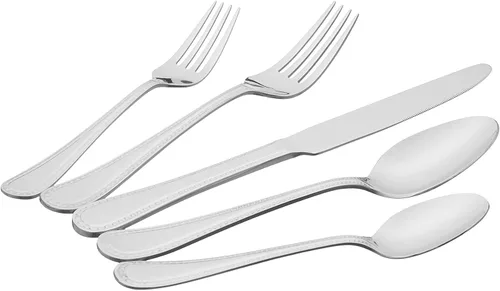 Miniatura 3 de Amazon Basics - Juego de cubiertos de acero inoxidable, cubiertos de plata aptos para lavavajillas, servicio para 4, juego de 20 piezas de tenedores