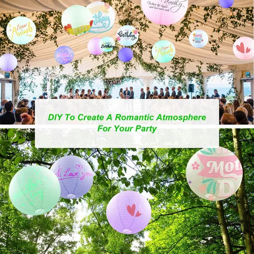 Miniatura 6 de Faroles de papel redondos blancos de 19.68 pulgadas, lámpara colgante de linterna de papel china/japonesa, pantalla grande para decoración