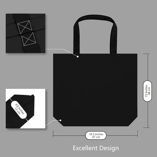 Miniatura 5 de TOPDesign - Paquete de 1 bolsa de lona de algodón, superfuerte, 12 onzas, bolsa para compras reutilizable, de tela, diseño moderno, en dos tonos