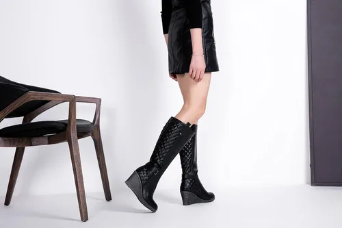 Miniatura 7 de Vepose Botas altas hasta la rodilla para mujer 9652 Botas de cuña con cremallera lateral