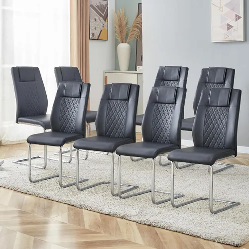Miniatura 22 de Sillas De Comedor - Juego de 4 sillas de comedor modernas para cocina, con asiento tapizado de piel sintética, patas de metal con respaldo alto