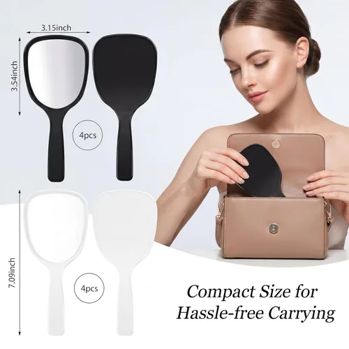 Miniatura 2 de Jetec 8 espejos de mano pequeños de mano, 1 espejo compacto de maquillaje de viaje, 3.15 x 7.09 pulgadas, mini espejo cosmético de mano para niñas