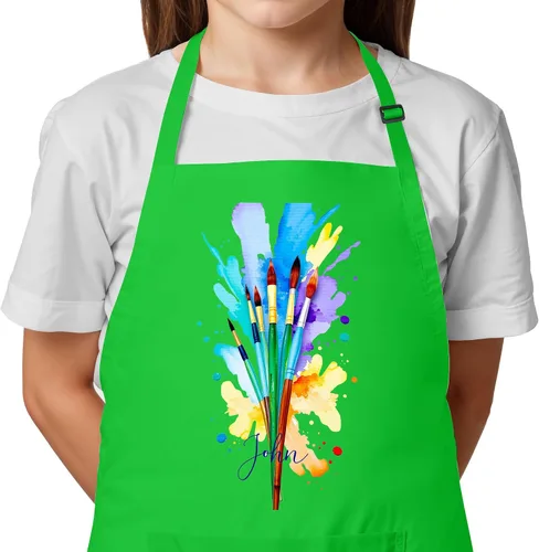 Miniatura 11 de Delantal con nombre personalizado para pintar y manualidades, delantal personalizado, regalo de calcetín de Navidad para niños y niñas Agua