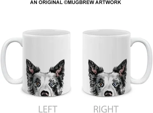 Miniatura 2 de MUGBREW Black Merle Border Collie - Taza de café de cerámica para perro, 11 onzas Black Merle Border Collie Perro
