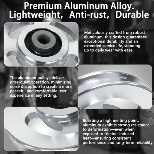 Miniatura 3 de BESTEEL Rueda universal de polea de aluminio de 3.543 in para equipos de gimnasio, pieza de repuesto de máquina de cable silenciosa, resistente