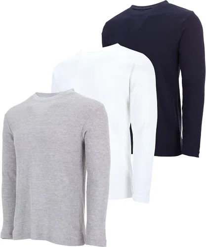 Miniatura 27 de DARESAY Paquete de 3: camiseta térmica de manga larga para hombre, camisetas de manga larga Henley & Crew para hombre, camisetas de manga larga