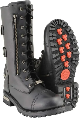 Miniatura 3 de Milwaukee Leather Botas de cuero con cordones tácticas negras de 13 pulgadas de alto para hombre con cremallera con bolsillo de almacenamiento