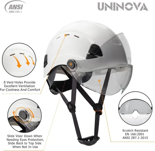 Miniatura 2 de Hard Hats Construction OSHA ANSI Z89.1 Approved Safety Helmet Vented Hard Hat with Visor Adjustable 6 Pt Suspension Safety Hardhats Construction Work