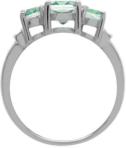 Miniatura 3 de Silvershake Anillo de plata de ley 925 con forma ovalada auténtica, chapado en oro blanco, con forma de piedra de nacimiento clásica