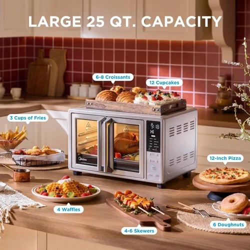 Miniatura 7 de Midea Flexify Slim - Horno tostador de puerta francesa 8 en 1, combo de freidora de aire, horno compacto de encimera con SpeedHeat infrarrojo