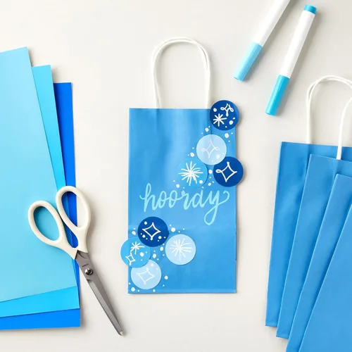 Miniatura 3 de BLUE PANDA Bolsas de regalo – 9 x 5 x 3 pulgadas, paquete de 25, color azul, bolsas de recuerdo de fiesta con asas para dulces y golosinas