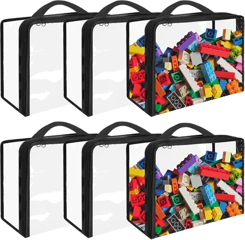 Miniatura 8 de Paquete de 10 bolsas de almacenamiento de juguetes de PVC extra grandes con cierre de cremallera, organizador de juguetes portátil