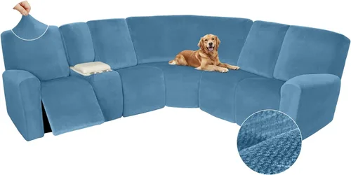Miniatura 339 de Arfntevss Fundas de sofá seccional reclinable de terciopelo, Funda de sofá seccional de esquina para sofá reclinable, Funda elástica suave