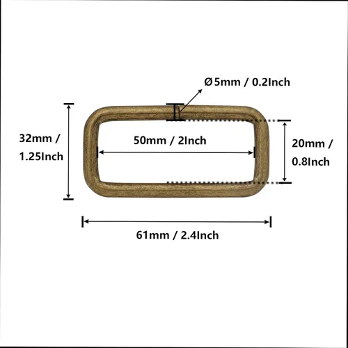 Miniatura 3 de Wuuycoky Bronze Rectangle Rings Loop Ring No Welded for Strap Webbing Belts Buckle Bronce x 6 piezas