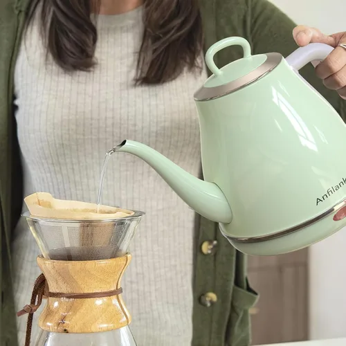Miniatura 2 de Anfilank - Hervidor eléctrico de cuello de cisne, 1 L 1500W de hervido rápido, hervidor de café y té de acero inoxidable 100% libre de BPA