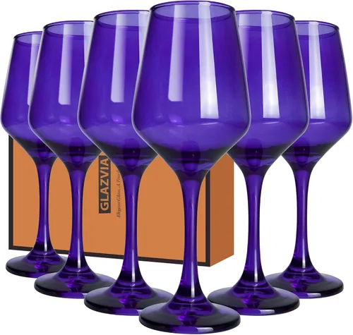 Miniatura 19 de Juego de 6 copas de vino ámbar con tallo de 12 onzas, gruesas y coloridas, aptas para lavavajillas, para rojo o blanco, regalo para fiestas