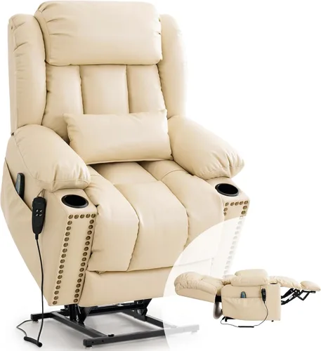 Miniatura 10 de PARKOL Silla reclinable eléctrica para ancianos y personas mayores, sillón reclinable eléctrico de cuero transpirable con masaje por vibración