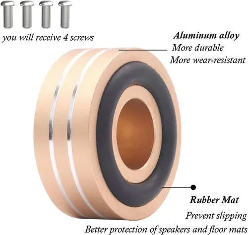Miniatura 5 de Tertullus 4 piezas de pies de altavoz aislantes 1.575x0.787 in patas de plataforma de aluminio soporte de altavoz protectores de piso almohadilla