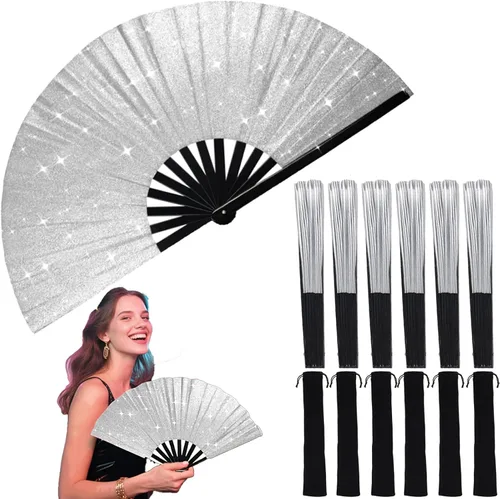 Miniatura 8 de Large Folding Hand Fans (6pcs) for Line Dancing