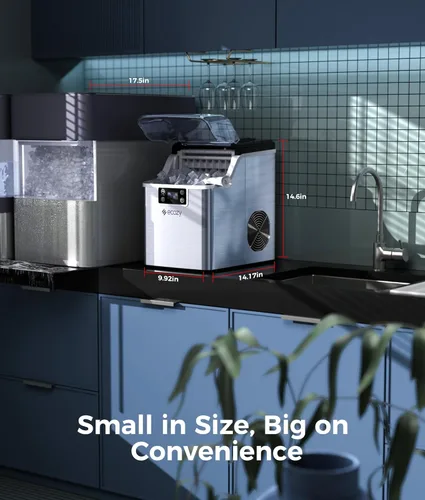 Miniatura 4 de ecozy Máquina de hielo portátil de 45 libras por día, 24 cubos listos en 13 minutos, función de autolimpieza, perfecta para el hogar, cocina, bar