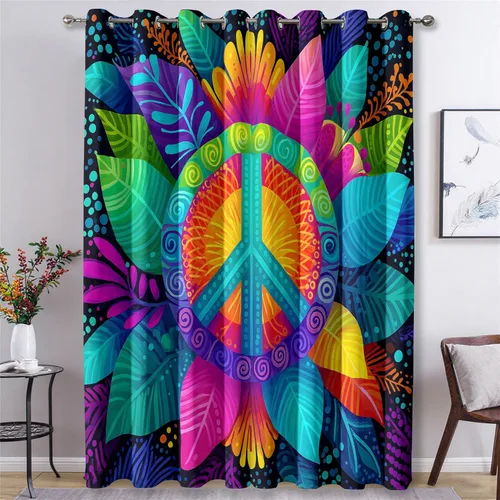 Miniatura 18 de 70s Retro Curtains 45 Inch Length 2 Panels Set, Abstract Boho Swirl Balckout Curtains for Bedroom Living Room Decor, Groovy Orange Grommet Thermal
