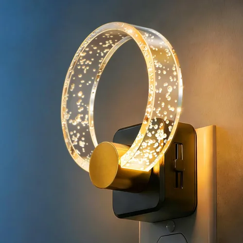 Miniatura 16 de DORESshop Luces nocturnas LED enchufables a la pared, luz nocturna regulable de 3 niveles, luz nocturna decorativa de burbujas, sensor de atardecer