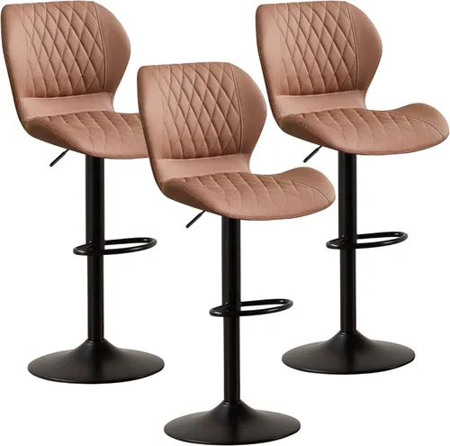 Miniatura 46 de Taburetes de bar modernos, taburetes de bar giratorios con respaldo alto, taburetes de bar de tela ajustables para sillas de isla de cocina