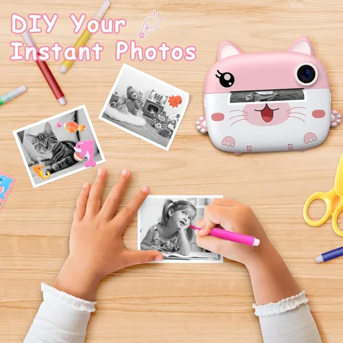 Miniatura 6 de Cámara para niños con impresión instantánea, cámaras instantáneas para niños con pantalla HD de 3.0", regalos de Navidad y cumpleaños para niños