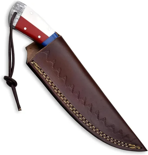 Miniatura 8 de Hercules - Cuchillo de caza de Damasco forjado a mano personalizado con funda de cuero, hoja fija, camping, bushcraft, supervivencia, cuchillo al