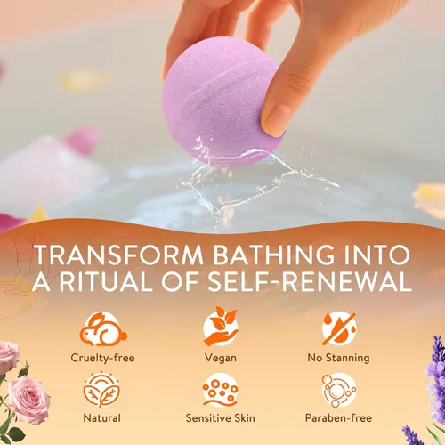 Miniatura 6 de Bombas de baño para mujer, paquete de 12 bombas de baño naturales hechas a mano con 12 aromas únicos, baño de burbujas relajante para hidratar