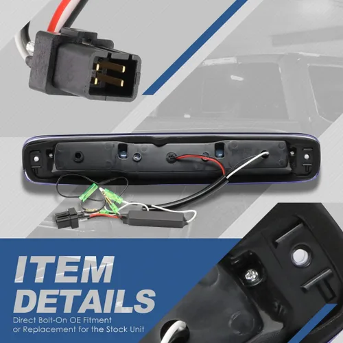 Miniatura 3 de Auto Dynasty Barra LED 3D de montaje alto, luz de freno de tercera cola negra, lámpara de carga compatible con Chevy Silverado GMC Sierra 99-07