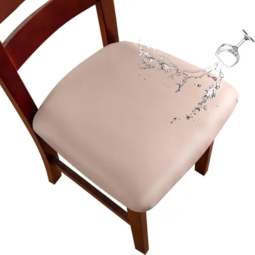 Genina Juego de 6 fundas de asiento impermeables de piel sintética para sillas de comedor, fundas de asiento de silla, fundas de asiento elásticas