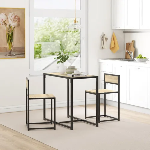 Miniatura 11 de HOMCOM Juego de mesa de comedor pequeña para 2, juego de mesa y sillas de cocina, juegos de comedor compactos para espacios pequeños, color marrón