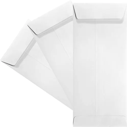 500 sobres de cajero #10, extremo abierto, 4-1/8 x 9-1/2 pulgadas, blanco, papel de 24 libras, cierre engomado, organización de documentos