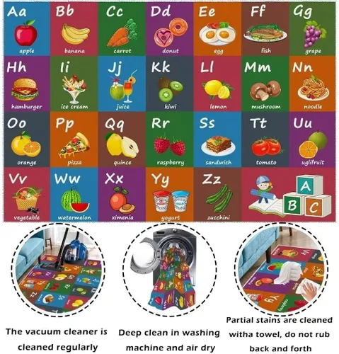 Miniatura 3 de ABC - Alfombra educativa del alfabeto, alfombra de juegos divertidos para niños, sala de juegos, aula, antideslizante, lavable