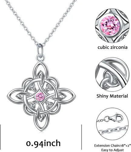 Miniatura 6 de FLYOW Collar de plata de ley 925 con circonita cúbica para el mes de nacimiento para mujer, regalo de cumpleaños