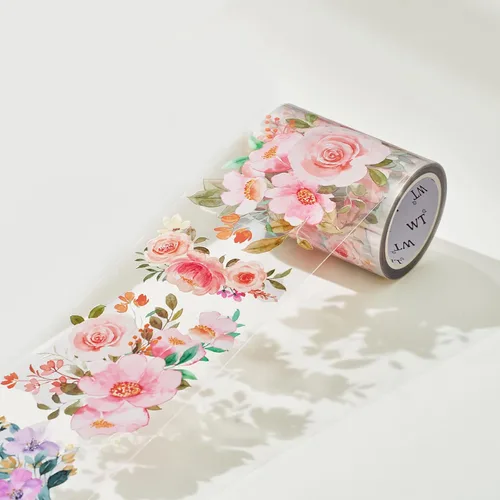 Miniatura 12 de WT Pretty Florals - Cinta ancha de PET, rollo individual, diseños originales, cinta decorativa floral, cinta transparente para manualidades para WT