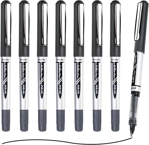 EYEYE Paquete de 8 bolígrafos de bola negros de 0.7mm, bolígrafo de punta media de secado rápido, bolígrafos de tinta líquida de punta fina para