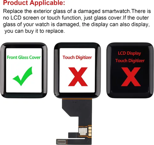 Miniatura 4 de Reemplazo de lente de panel exterior de vidrio de pantalla frontal compatible con Apple Watch Series 4 de 1.732 pulgadas y Series 5 de 1.732