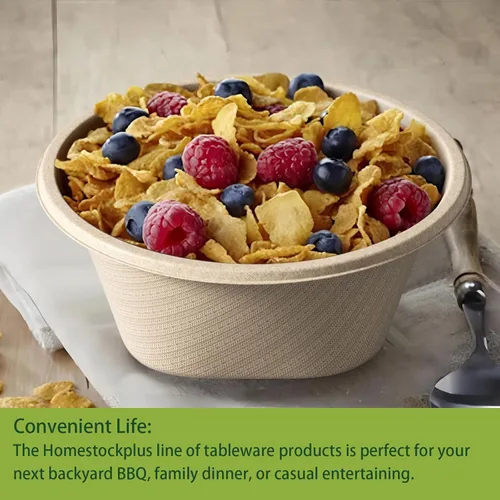 Miniatura 6 de Homestockplus Cuenco desechable profundo de 32 onzas, cuencos de papel desechables resistentes y compostables, cuenco biodegradable de bagazo