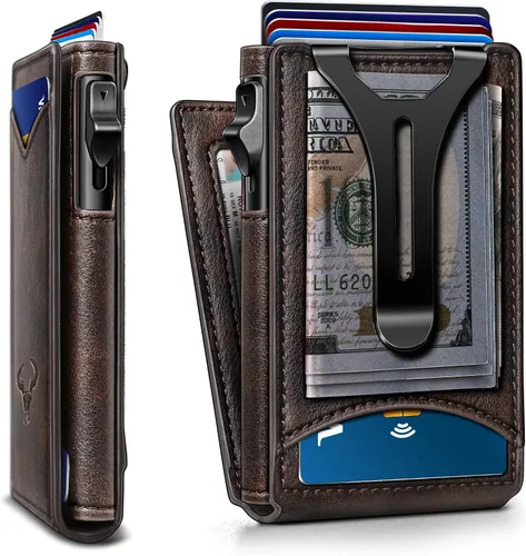 Miniatura 12 de Cartera BULLIANT para hombre, cartera con clip para billetes delgada para regalo para hombre, 9 tarjetas - Estuche de tarjeta de crédito de metal