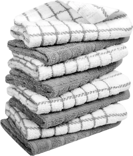 Miniatura 6 de Bumble - Paños de cocina (8 unidades) 12 x 12 pulgadas Toallas de cocina 100% algodón 405 GSM Toallas de cocina suaves, altamente Gris