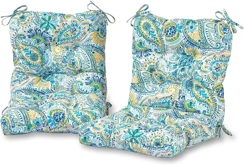 Miniatura 69 de Cojines para silla de exterior con bisagras, diseño de una sola pieza, cojín reversible para asiento y respaldo de patio con lazos, tela