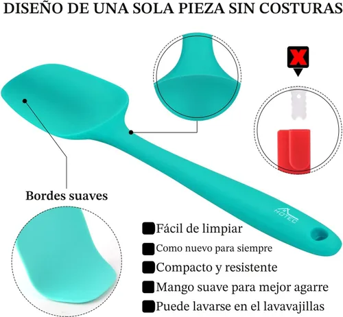 Miniatura 6 de HOTEC Juego de espátulas de goma de silicona de grado alimenticio resistentes al calor 600℉ para hornear, cocinar y mezclar, antiadherentes, aptas